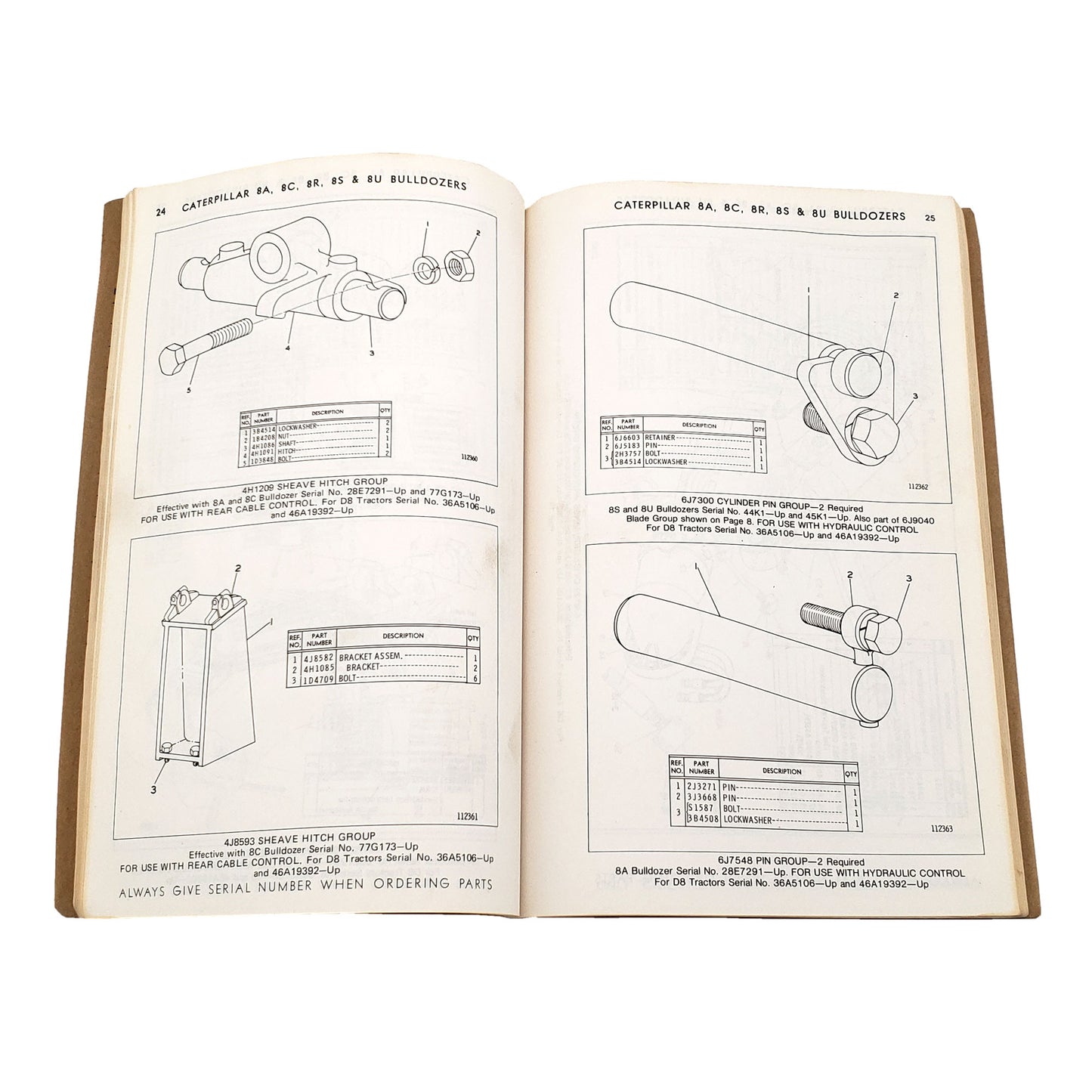 Caterpillar 8A 8C 8R 8S & 8U Bulldozers Parts Book Manual