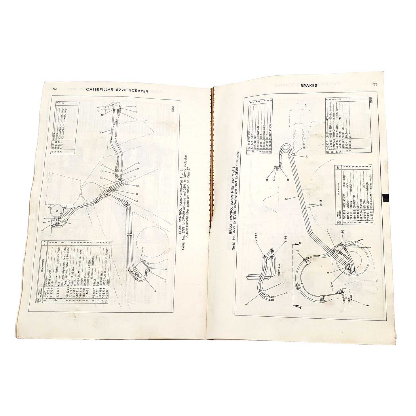 Cat Caterpillar 627B Scrapers 37V1 to 37V636 38V1-38V871 Parts Book Manual Catalog