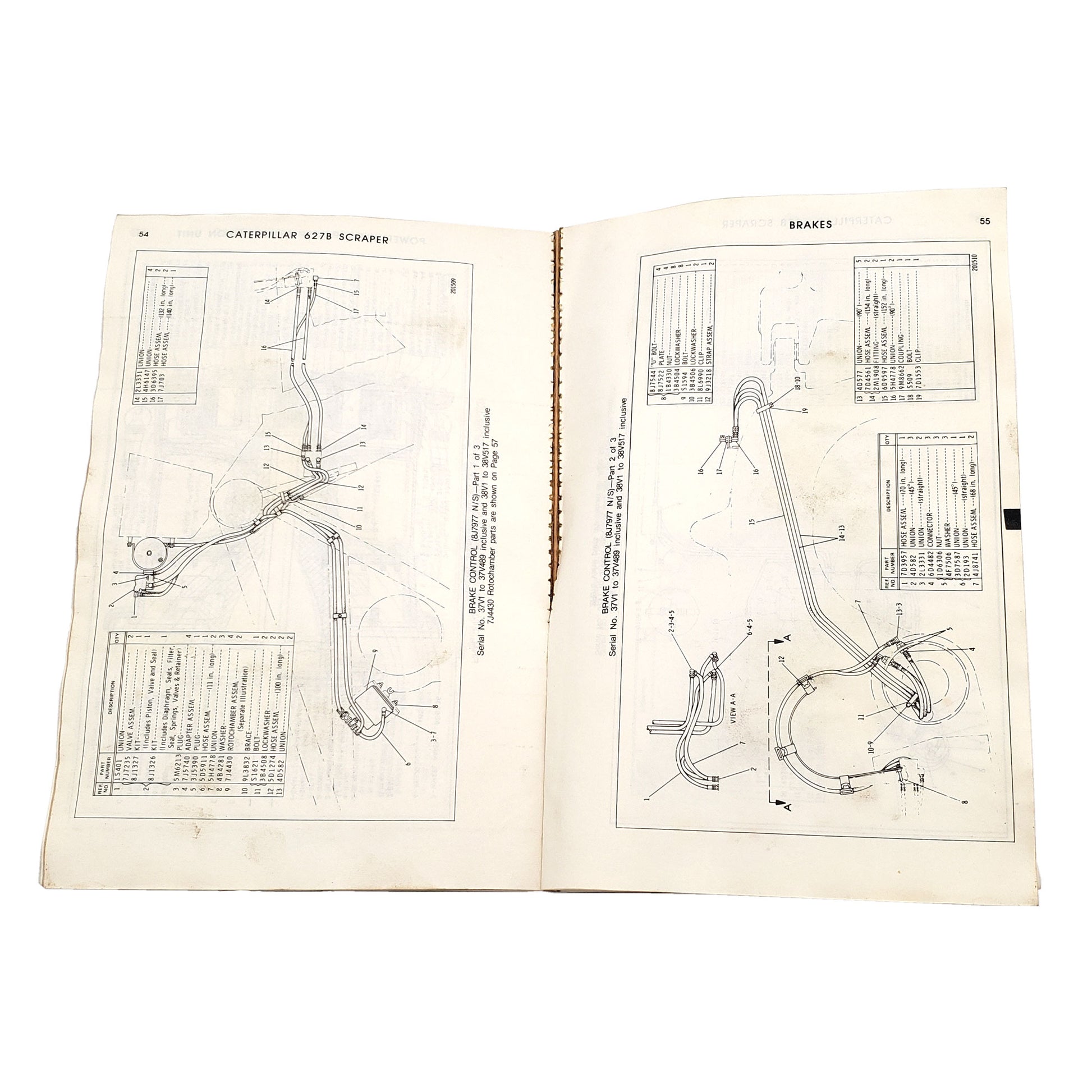 Cat Caterpillar 627B Scrapers 37V1 to 37V636 38V1-38V871 Parts Book Manual Catalog