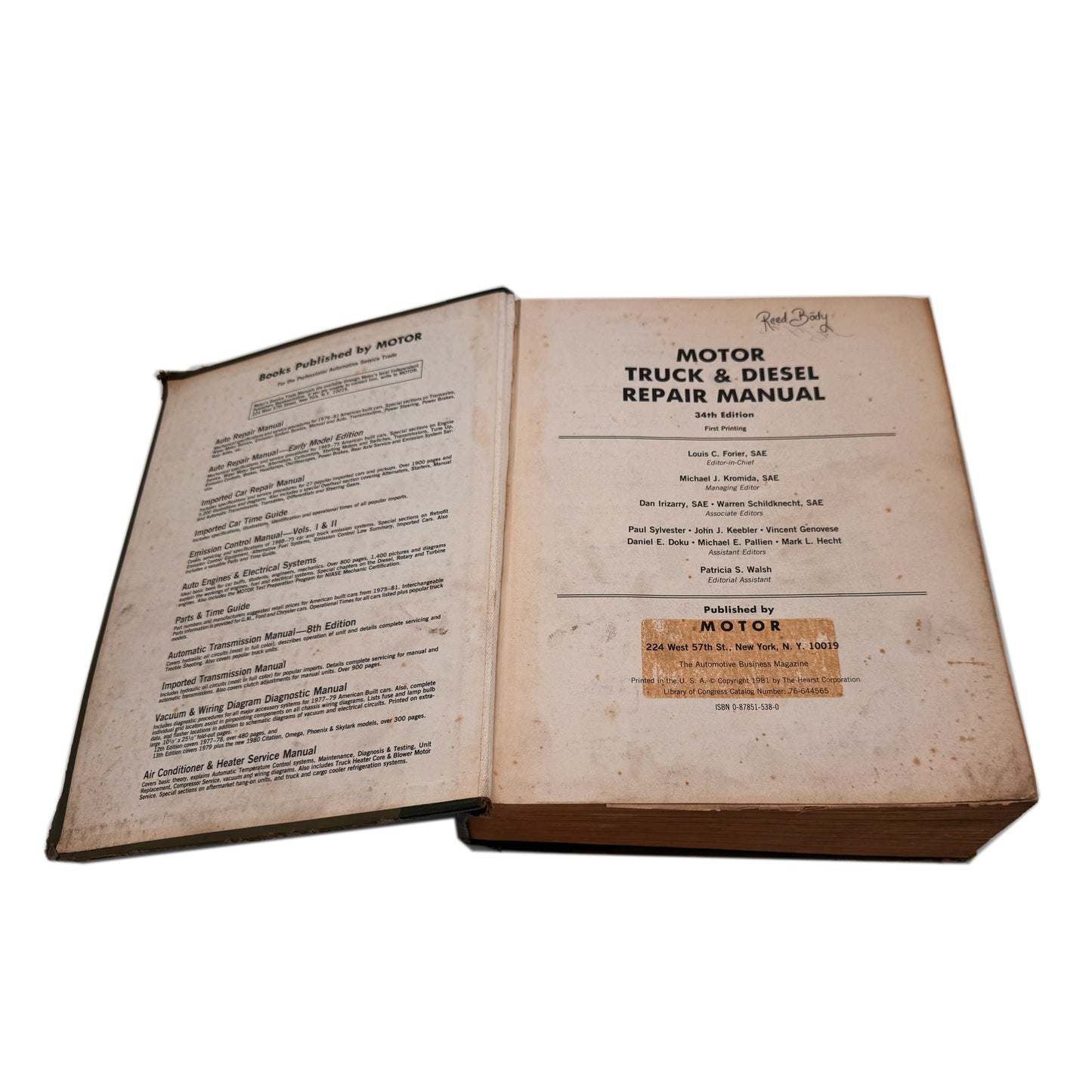 Motor Truck and Diesel Repair Manual 34th Edition ISBN 0-87851-538-0