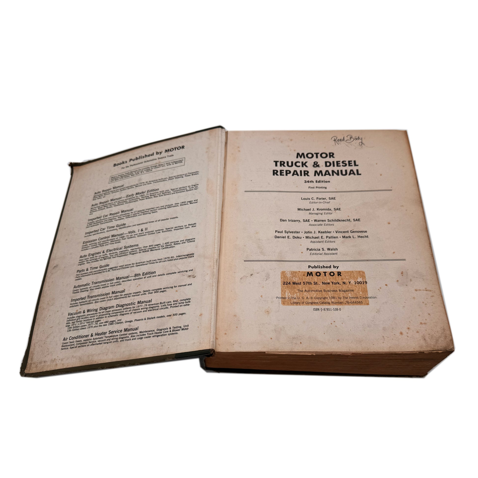Motor Truck and Diesel Repair Manual 34th Edition ISBN 0-87851-538-0