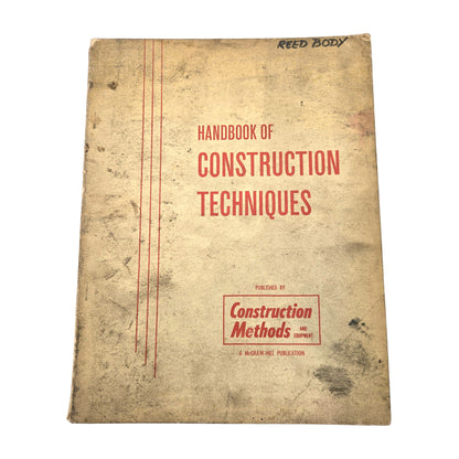 Handbook Of Construction Techniques McGraw-Hill 1961 Vintage