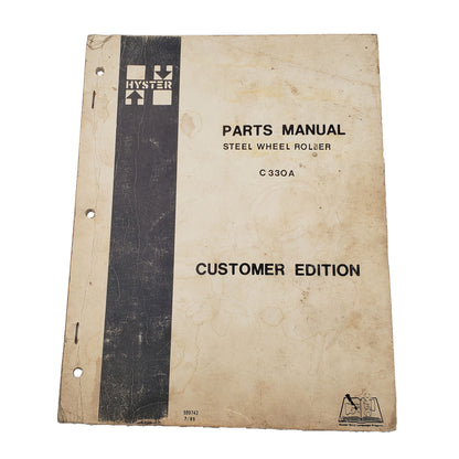 Hyster C330A Roller Parts Manual Book Compactor A158C1518V-UP
