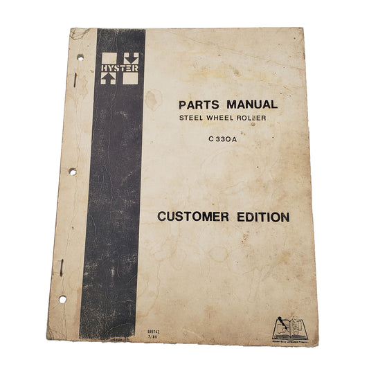 Hyster C330A Roller Parts Manual Book Compactor A158C1518V-UP