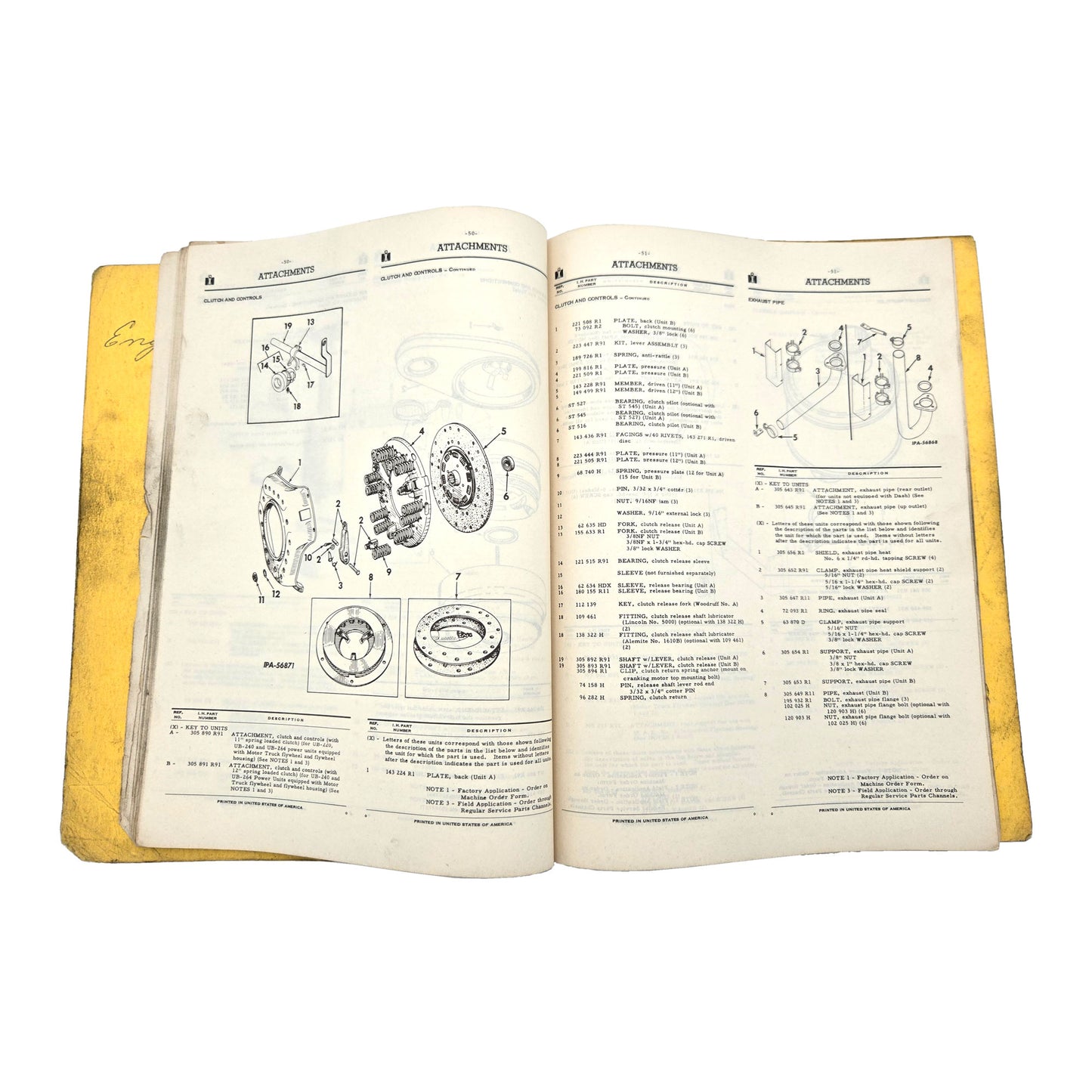 International Harvester IH Parts Catalog UB-220, UB-240 & UN-264 Power Units