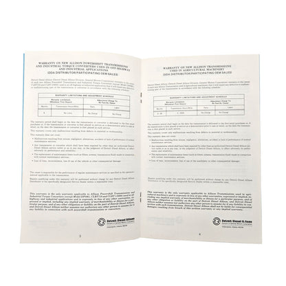 Allison Transmissions Warranty Information