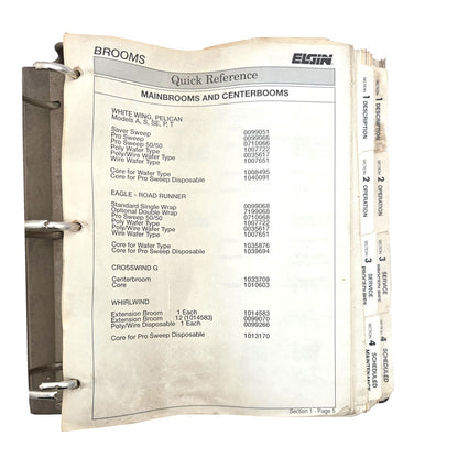 ELGIN WHIRLWIND L LE & Crosswind G GE Street Sweeper Operator Service Manual