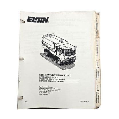 ELGIN WHIRLWIND L LE & Crosswind G GE Street Sweeper Operator Service Manual