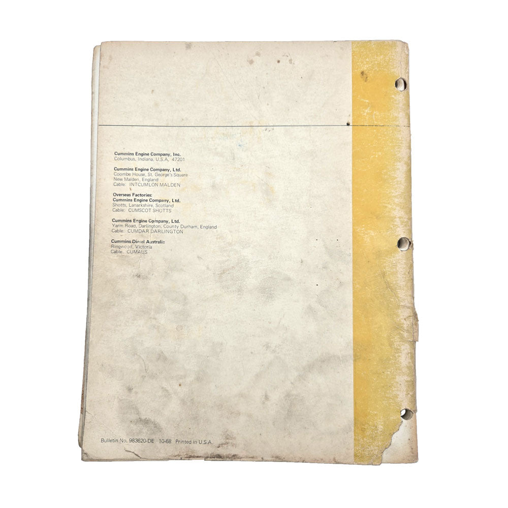 Cummins Diesels H, NH NT Series Operation and Maintenance Manual