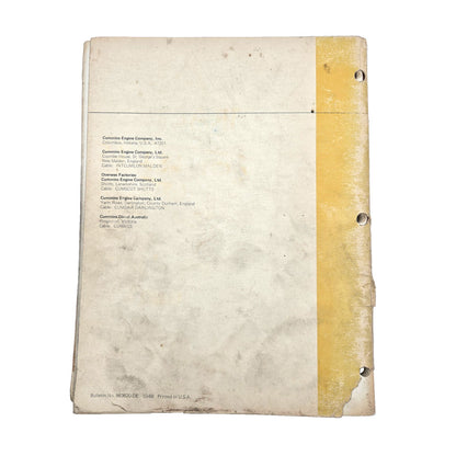 Cummins Diesels H, NH NT Series Operation and Maintenance Manual