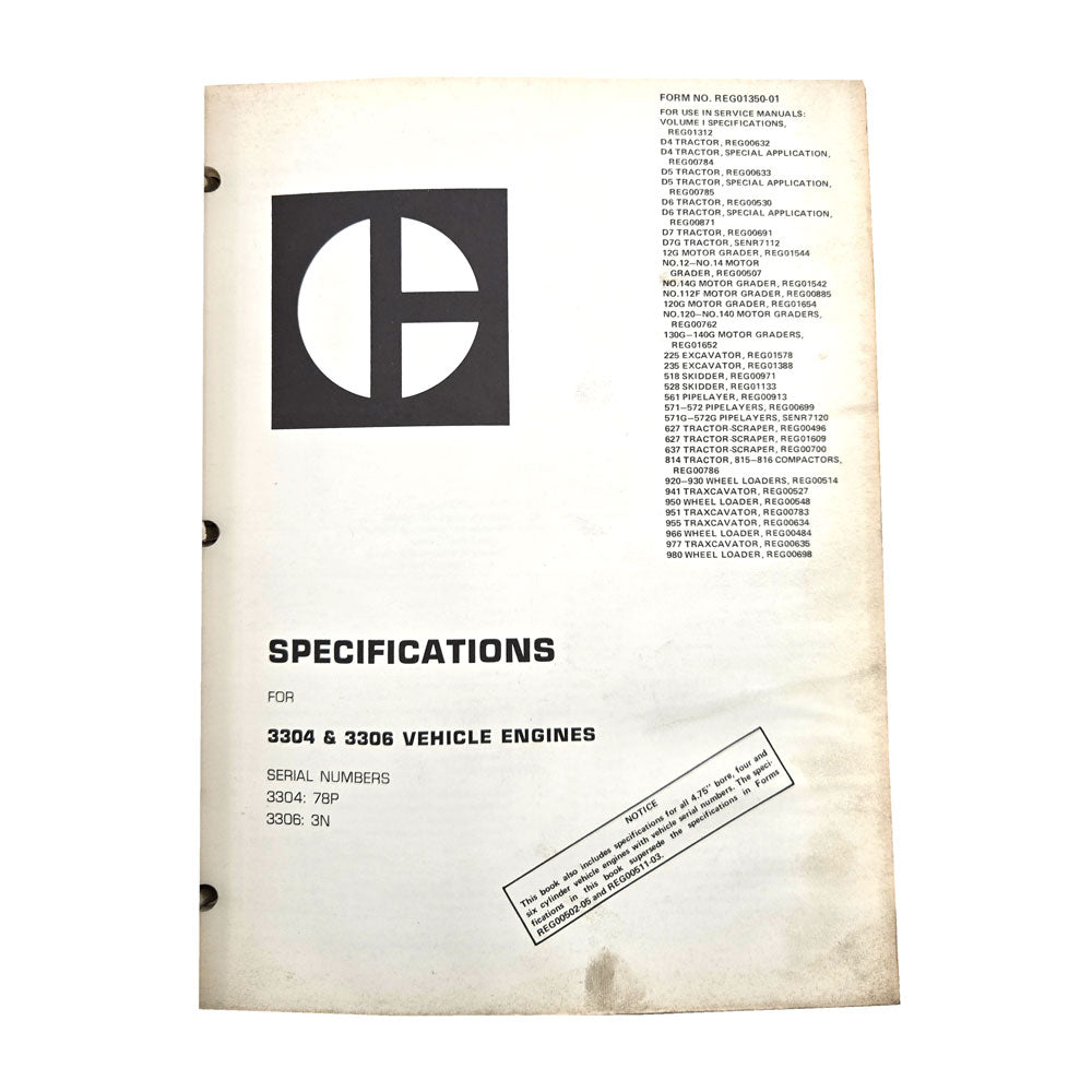 3304 & 3306 Vehicle Engines: Specifications