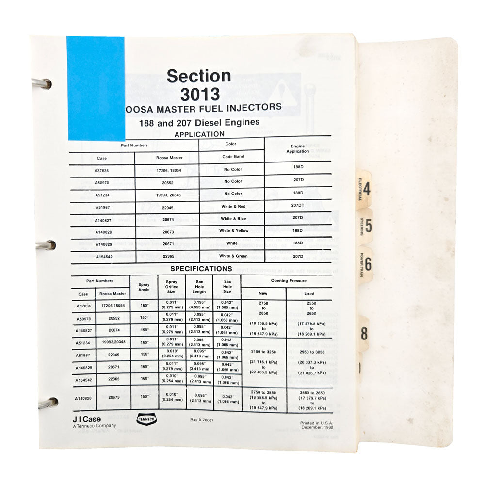 Section 3013: Roosa Master Fuel Injectors - 188 and 207 Diesel Engines
