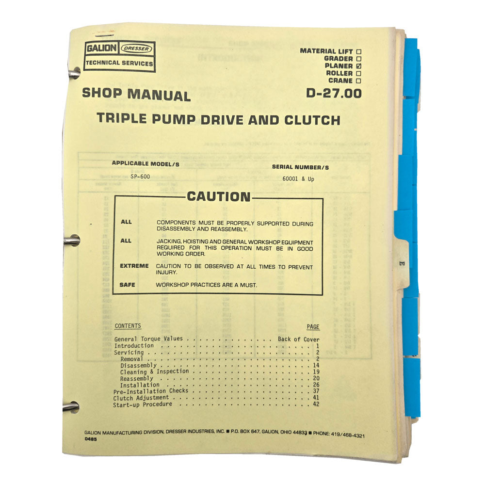 Section D - 27.00: Triple Dump Drive and Clutch