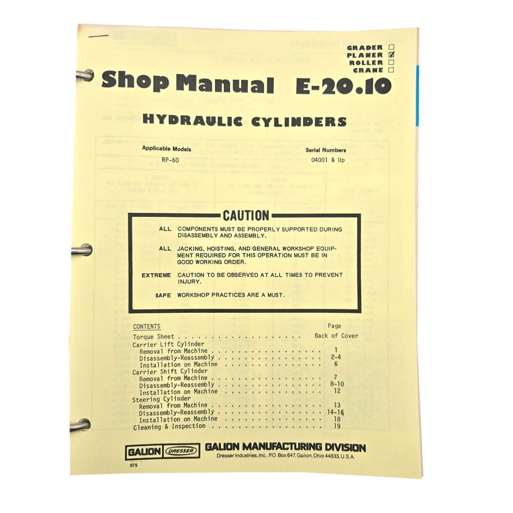 Section E - 20.10: Hydraulic Cylinders