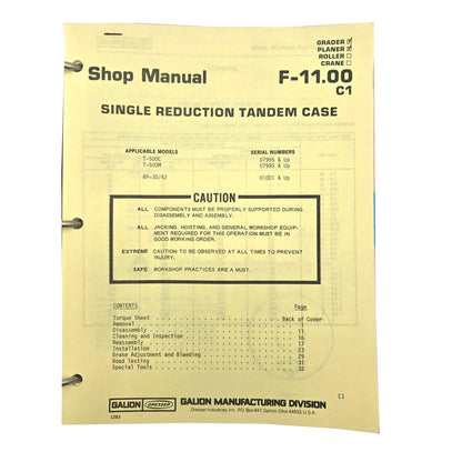 Section F - 11.00 C1: Single Reduction Tandem Case