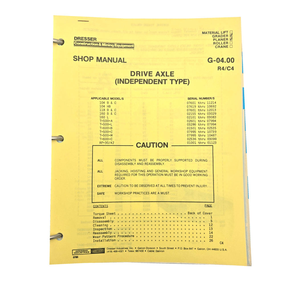Section G - 04.00 R4/C4: Drive Axle (Independent Type)