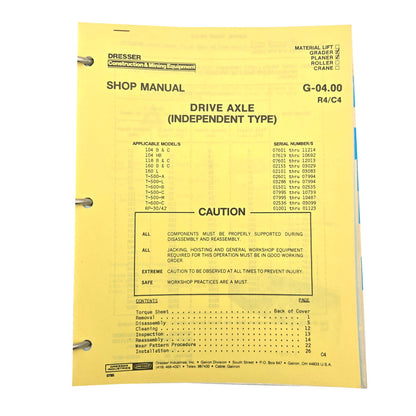 Section G - 04.00 R4/C4: Drive Axle (Independent Type)