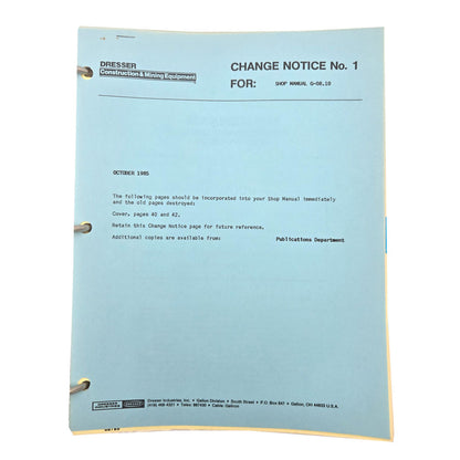 Change Notice No.1 | Section G - 8.10 C1: Rockwell Axle (Model PRM-673-RSA-200) Galion P/N 156353 