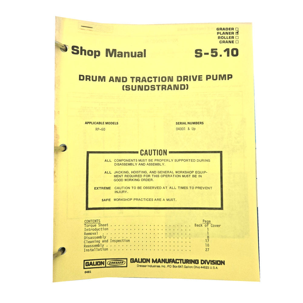Section S - 5.10: Drum and Traction Drive Pump (Sunstrand)