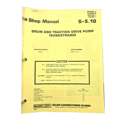 Section S - 5.10: Drum and Traction Drive Pump (Sunstrand)