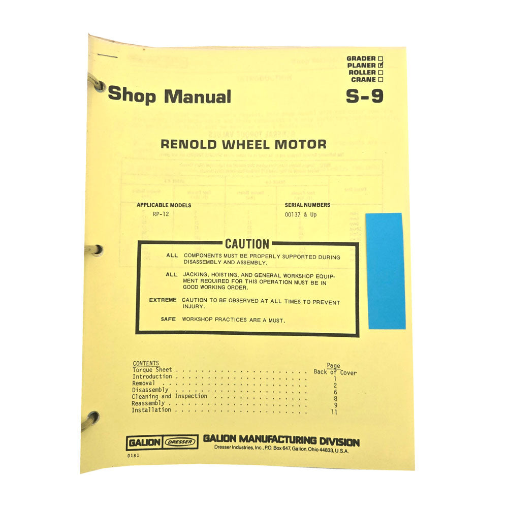 Section S - 9: Renold Wheel Motor