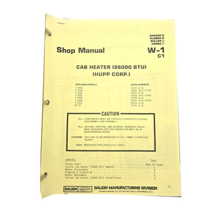 Section W - 1 C1: Cab Heater (26000 BTU) (Hupp Corp.)