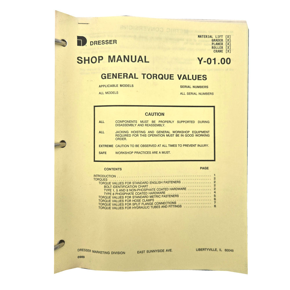 Section Y - 01.00: General Torque Values