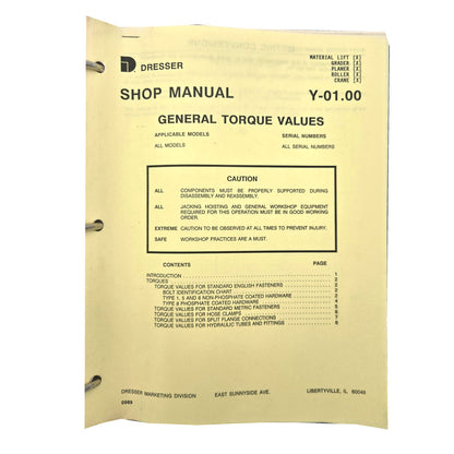 Section Y - 01.00: General Torque Values