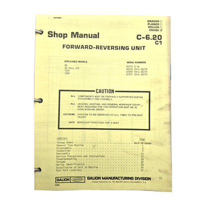 Section C- 6.20 C1: Forward-Reversing Unit