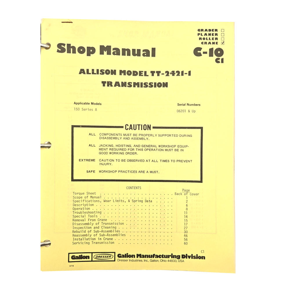 Section C - 10 C1: Allison Model TT-2421-1 Transmission