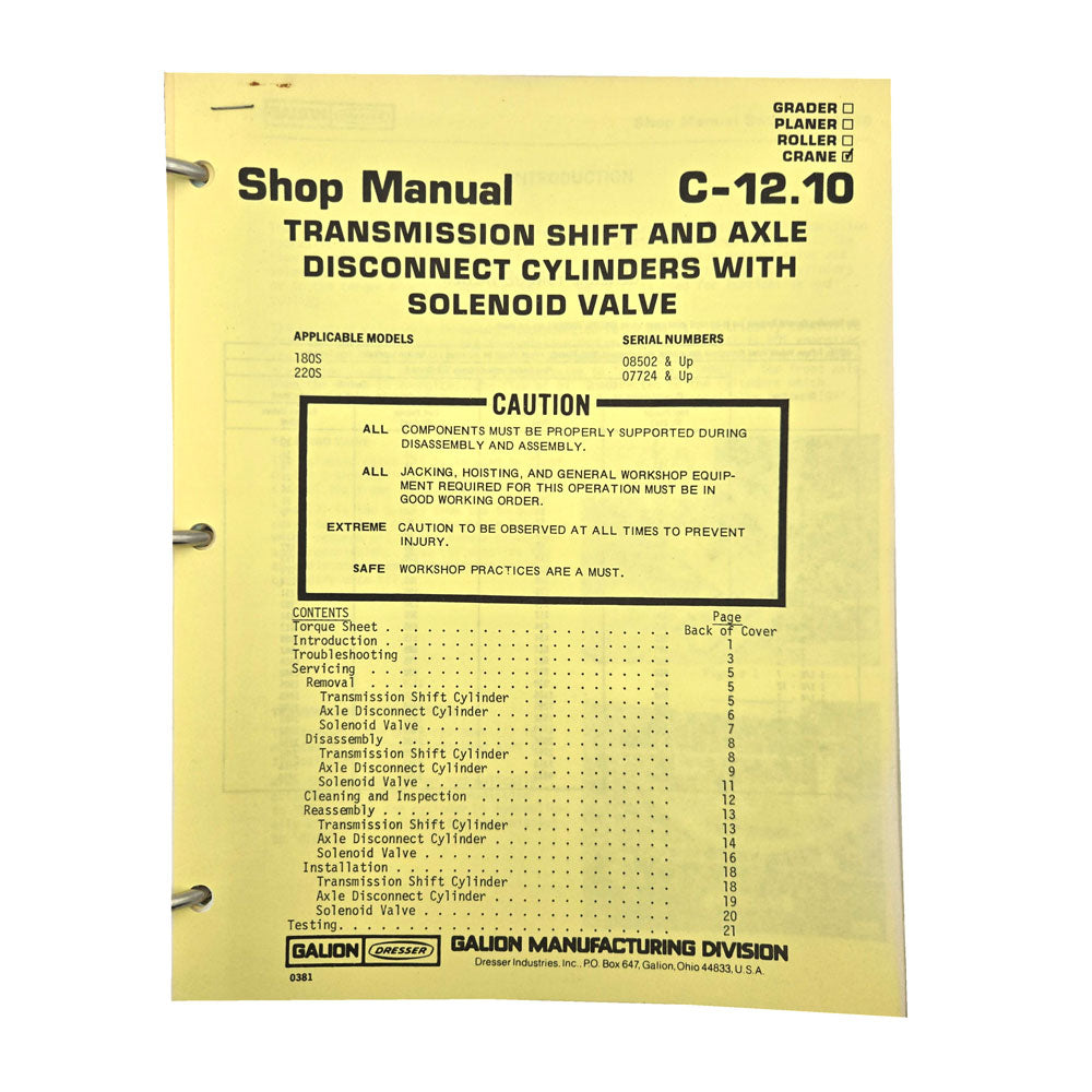 Section C - 12.10: Transmission Shift and Axle Disconnect Cylinders with Solenoid Valve
