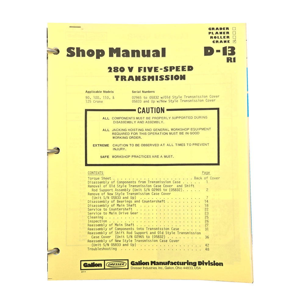 Section D - 13 R1: 28 V Five-speed Transmission