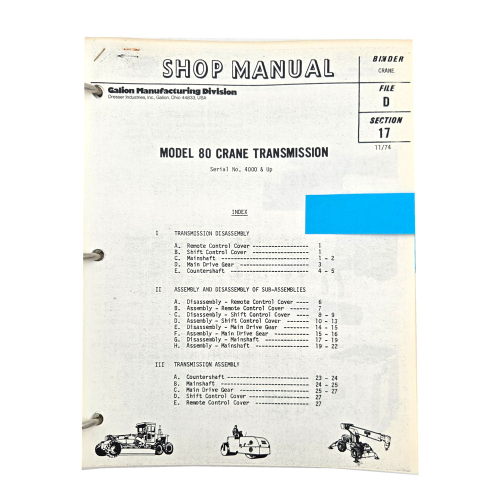 Section D - 17: Model 80 Crane Transmission (Serial No.4000 & Up)