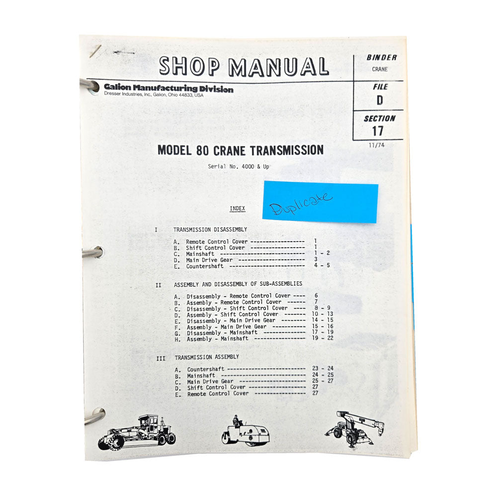 (Duplicate Print) Section D - 17: Model 80 Crane Transmission 