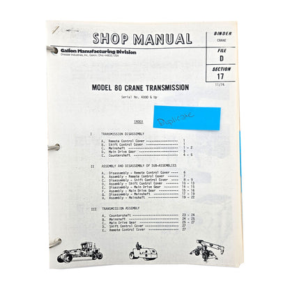 (Duplicate Print) Section D - 17: Model 80 Crane Transmission 