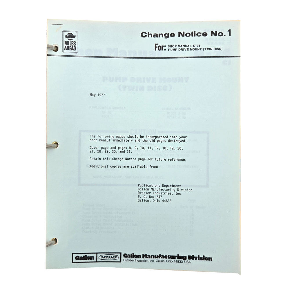Change Notice No.1 | Section D - 24 C1: Pump Drive Mount (Twin Disc) 