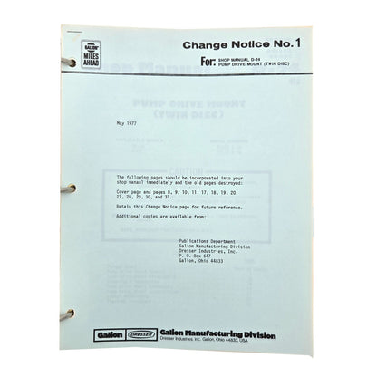 Change Notice No.1 | Section D - 24 C1: Pump Drive Mount (Twin Disc) 