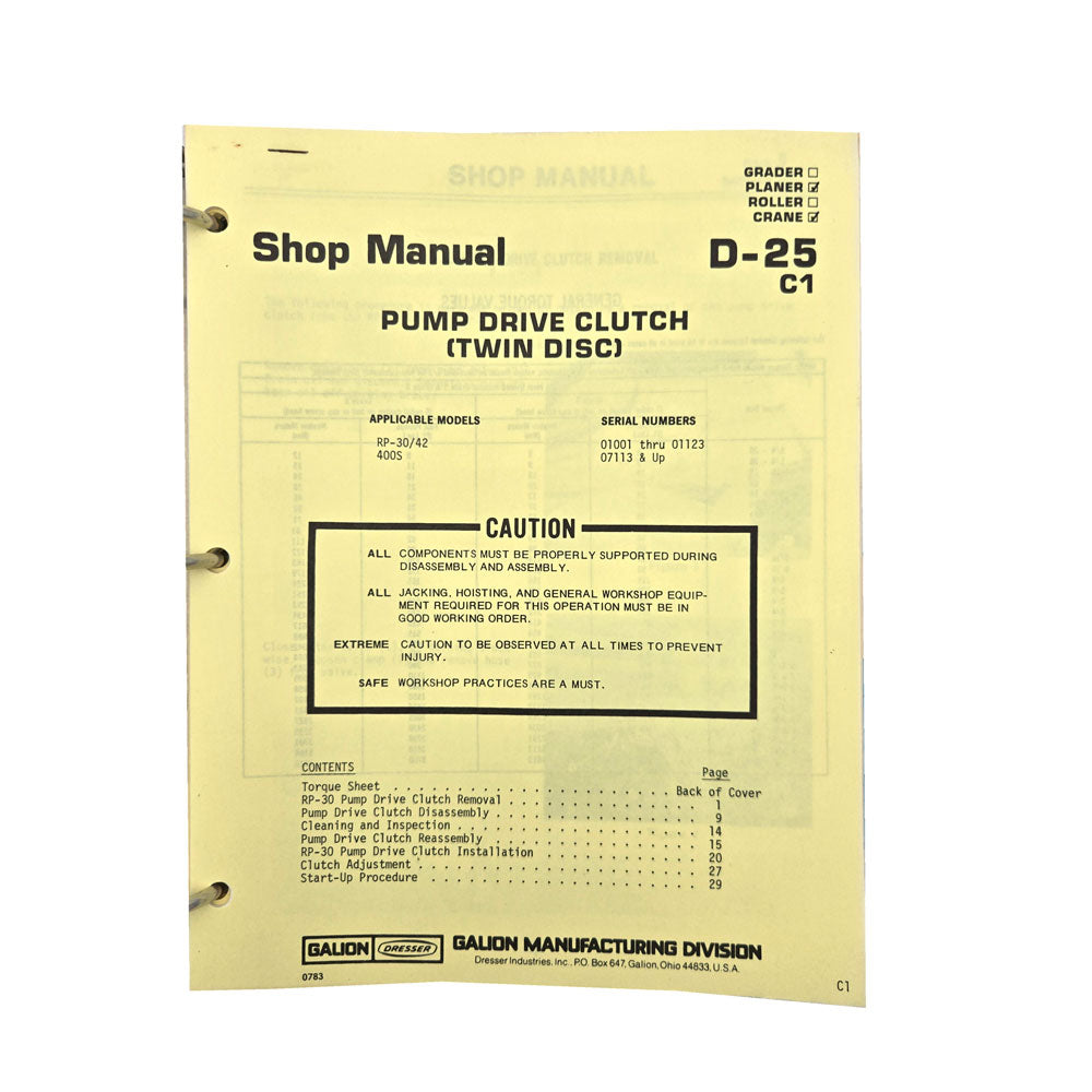 Section D - 25 C1: Pump Drive Clutch (Twin Disc)