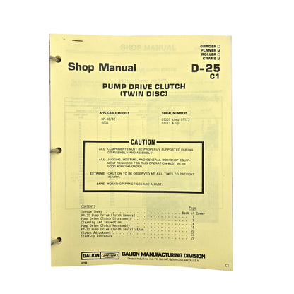 Section D - 25 C1: Pump Drive Clutch (Twin Disc)