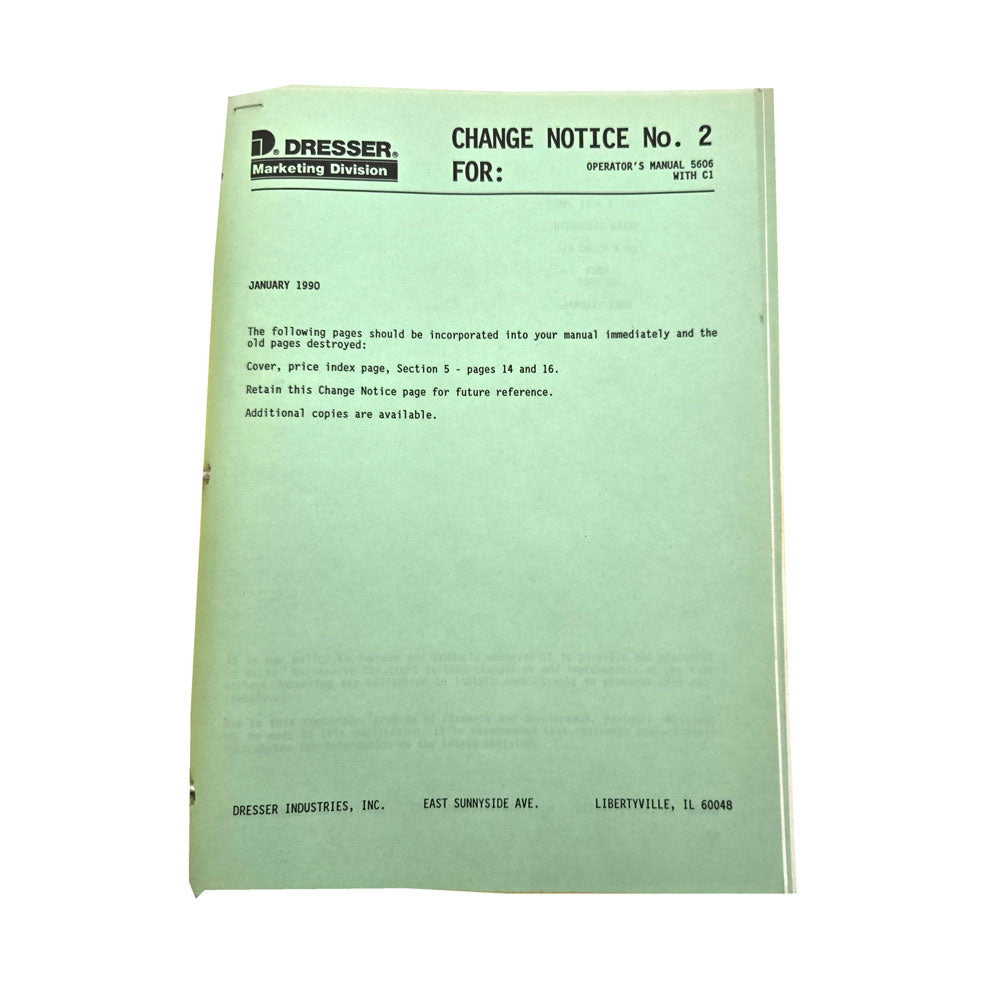 Change Notice No. 2: Operator's Manual 5606 with C1