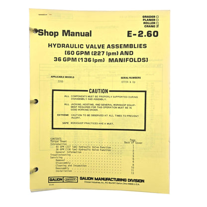 Section E - 2.60: Hydraulic Valve Assemblies [60 GPM (227 IPM) and 36 GPM (136IPM) Manifolds]