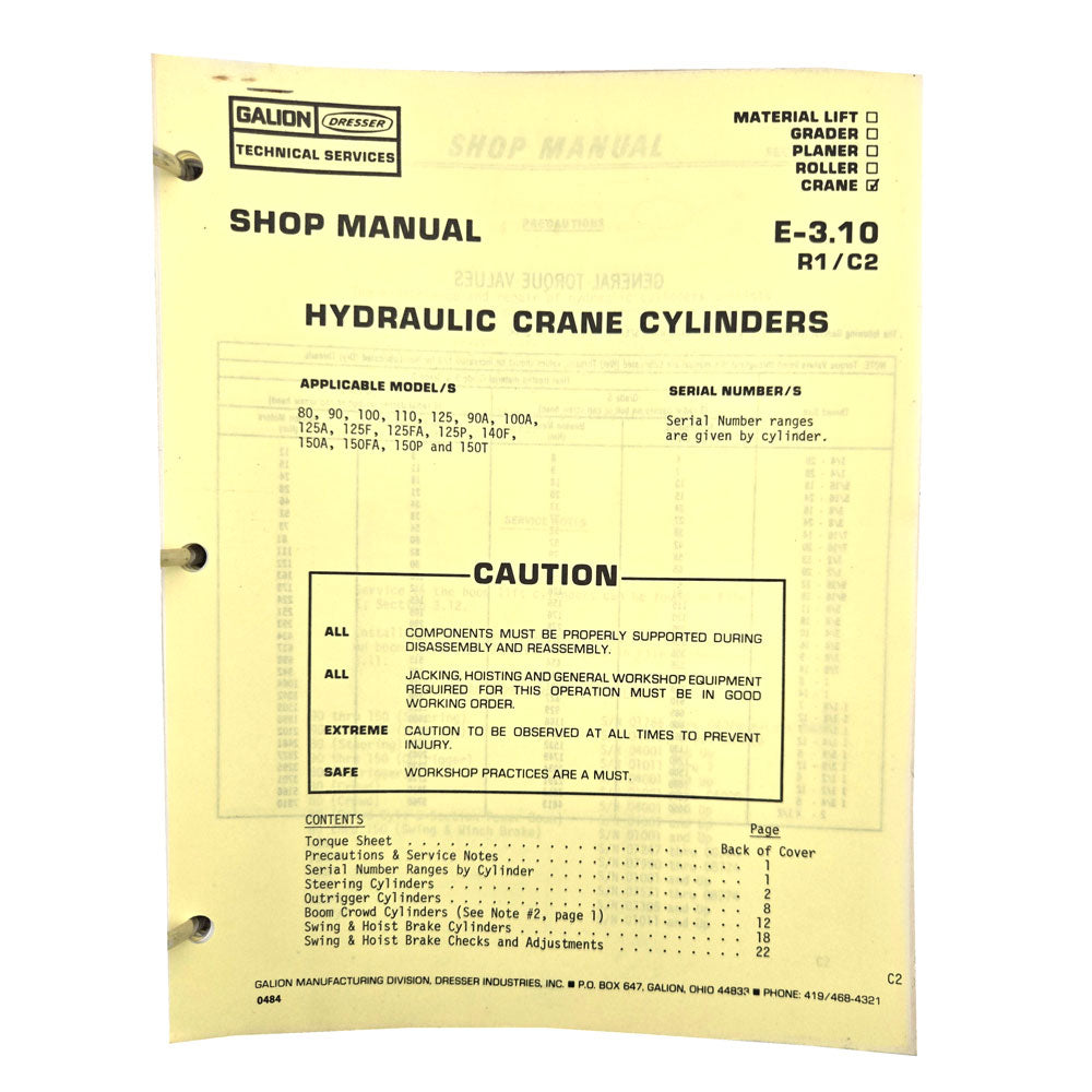 Section E - 3.10 R1/C2: Hydraulic Crane Cylinders