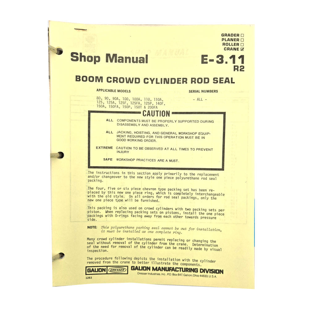 Section E - 3.11 R2: Boom Crowd Cylinder Rod Seal