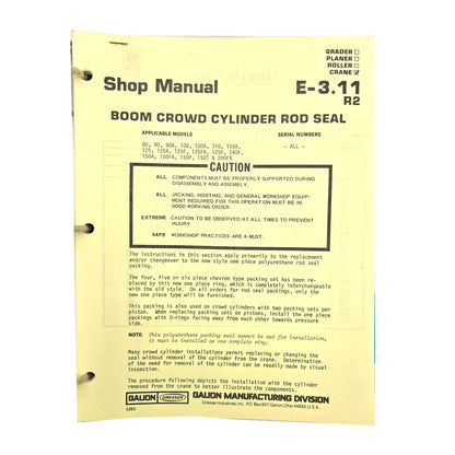 Section E - 3.11 R2: Boom Crowd Cylinder Rod Seal