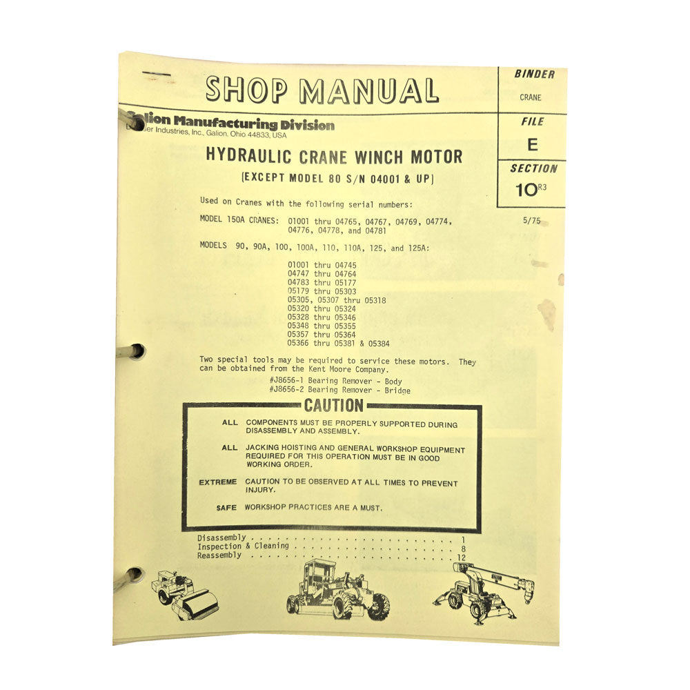 Section E - 10 R3: Hydraulic Crane Winch Motor (Except Model 80 S/N 04001 & Up)