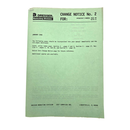 Change Notice No. 2: Operator's Manual 5602 R5 with C1