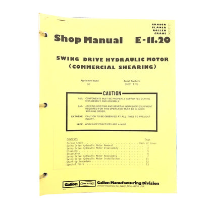 Section E - 11.20: Swing Drive Hydraulic Motor (Commercial Shearing)
