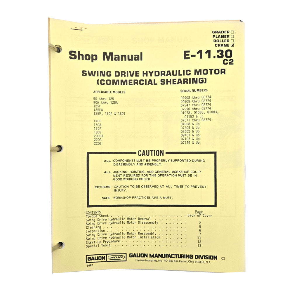 Section E-11.30 C2: Swing Drive Hydraulic Motor (Commercial Shearing)