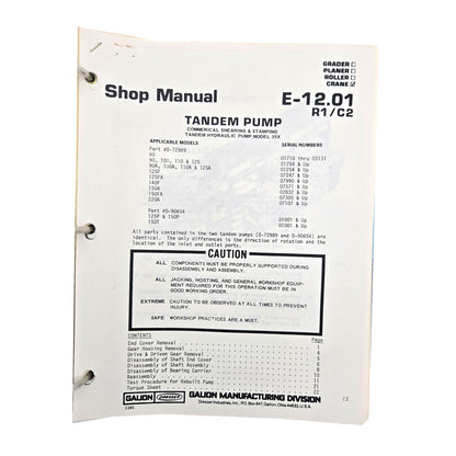Section E - 12.01 R1/C2: Tandem Pump - Commercial Shearing and Stamping Tandem Hydraulic Pump Model 25X
