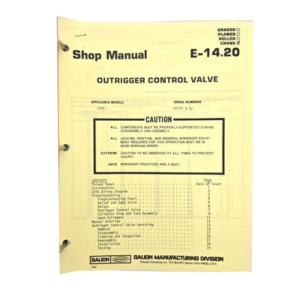 Section E - 14.20: Outrigger Control Valve